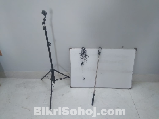 white board boya microphone camera stand selfie sticke